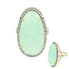 Bague en argent et Calcédoine d'eau