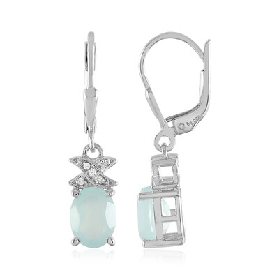 Boucles d'oreilles en argent et Calcédoine d'eau