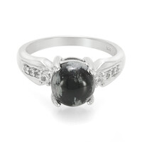 Bague en argent et Obsidienne Flocon-de-Neige