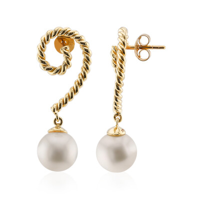 Boucles d'oreilles en or et Perle blanche de culture d'eau douce (TPC)