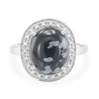 Bague en argent et Obsidienne Flocon-de-Neige