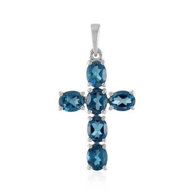 Pendentif en argent et Topaze bleu de Londres