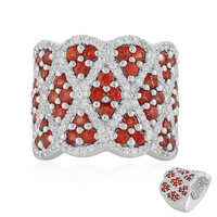 Bague en argent et Saphir rouge du soir