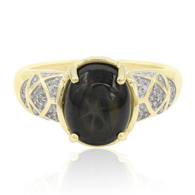 Bague en or et Saphir étoilé noir