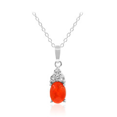 Collier en argent et Opale rouge d'Éthiopie