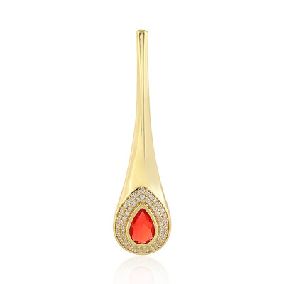 Pendentif en argent et Opale rouge d'Éthiopie