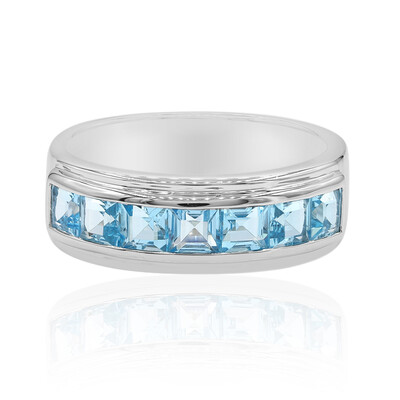 Bague en argent et Topaze bleu Suisse