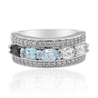 Bague en argent et Topaze bleu de Londres