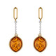 Boucles d'oreilles en argent et Ambre baltique couleur cognac (dagen)