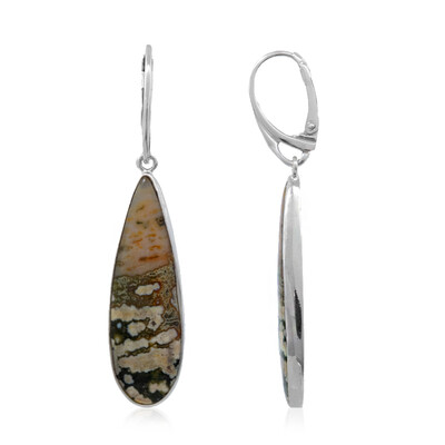 Boucles d'oreilles en argent et Jaspe Océan