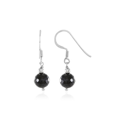 Boucles d'oreilles en argent et Spinelle noir