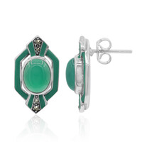 Boucles d'oreilles en argent et Calcédoine verte