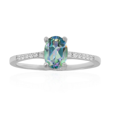 Bague en argent et Topaze mystique bleu-vert
