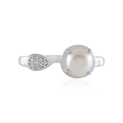Bague en argent et Perle blanche de culture d'eau douce