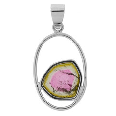 Pendentif en argent et Tourmaline Melon d'Eau