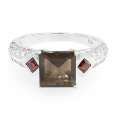 Bague en argent et Quartz fumé