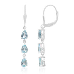 Boucles d'oreilles en argent et Topaze bleu ciel