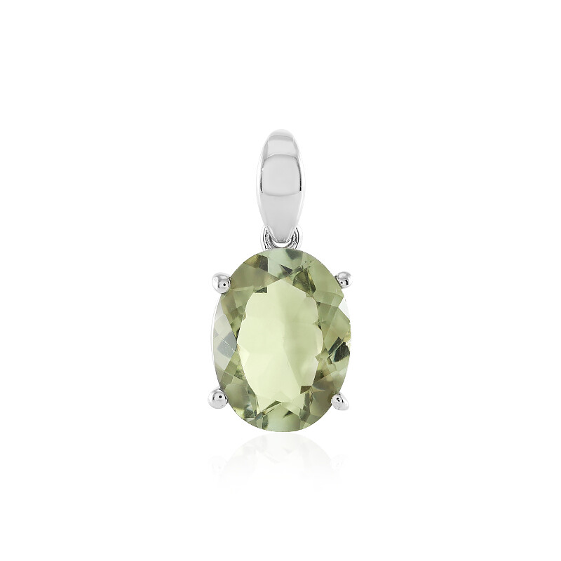 Collier en or blanc 18 carats avec améthyste de taille ovale de 2,57 carats et p