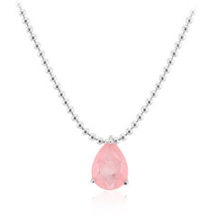 Collier en argent et Quartz rose pastel