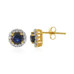 Boucles d'oreilles en argent et Saphir étoilé bleu