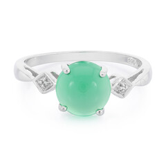 Bague en argent et Calcédoine verte