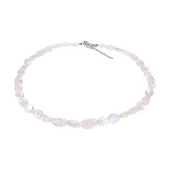 Collier en argent et Pierre de Lune arc-en-ciel