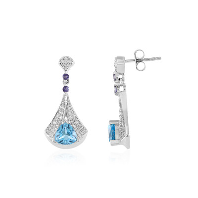 Boucles d'oreilles en argent et Topaze bleu Suisse