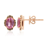 Boucles d'oreilles en or et Saphir parme
