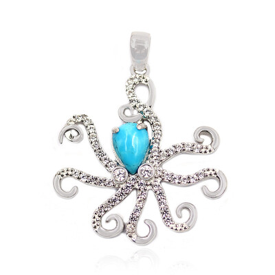 Pendentif en argent et Turquoise bleue de Mohavie