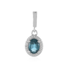 Pendentif en argent et Fluorite bleu pétrole de Belgique