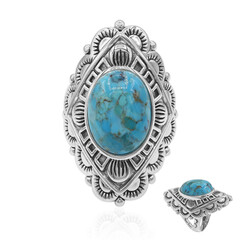 Bague en argent et Turquoise bleue de Mohavie (Art of Nature)