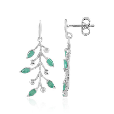 Boucles d'oreilles en argent et Emeraude de Socoto