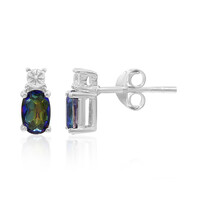 Boucles d'oreilles en argent et Quartz mystique bleu
