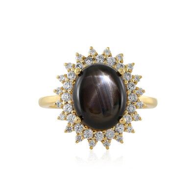 Bague en argent et Saphir étoilé noir