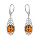 Boucles d'oreilles en argent et Ambre baltique couleur cognac (dagen)
