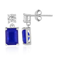 Boucles d'oreilles en argent et Spinelle bleu roi