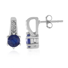 Boucles d'oreilles en argent et Saphir bleu de Madagascar