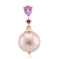 Pendentif en argent et Perle Ming de couleur pourpre (TPC)