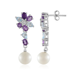 Boucles d'oreilles en argent et Perle blanche de culture d'eau douce