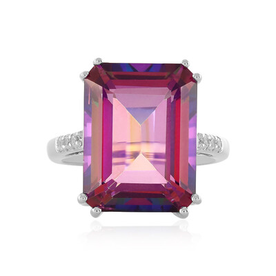 Bague en argent et Topaze mystique pourpre