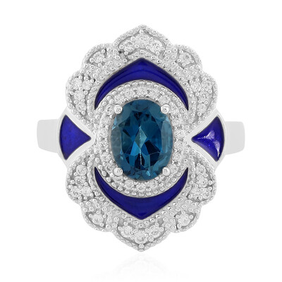 Bague en argent et Topaze bleu de Londres