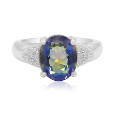 Bague en argent et Quartz mystique bleu