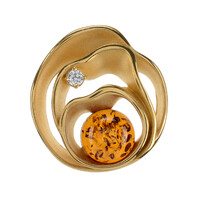 Pendentif en argent et Ambre baltique couleur cognac