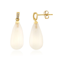 Boucles d'oreilles en argent et Calcédoine blanche