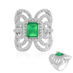 Bague en argent et Opale verte d'Éthiopie