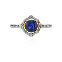 Bague en argent et Saphir étoilé bleu