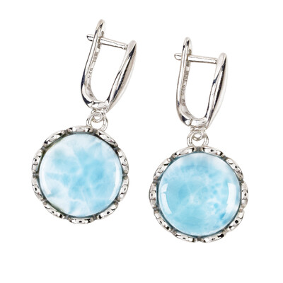 Boucles d'oreilles en argent et Larimar