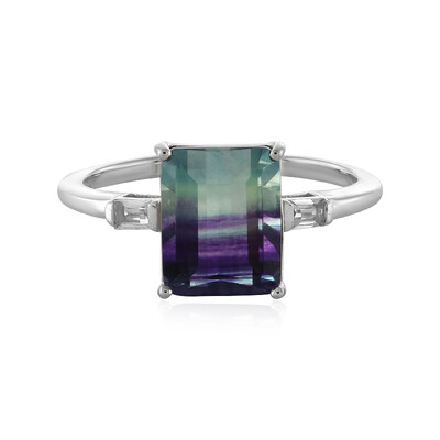 Bague en argent et Fluorite multicolore