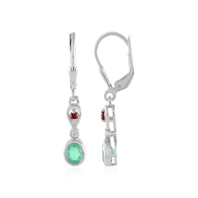 Boucles d'oreilles en argent et Emeraude de Russie