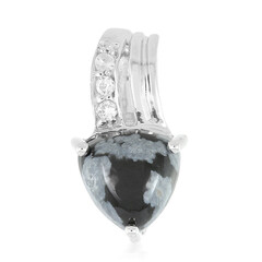 Pendentif en argent et Obsidienne Flocon-de-Neige